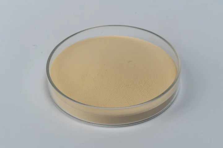 Cheese flavor yeast extract powder sample in a glass dish